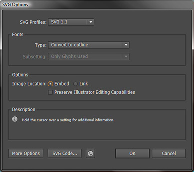 SVG Export Settings, Adobe Illustrator