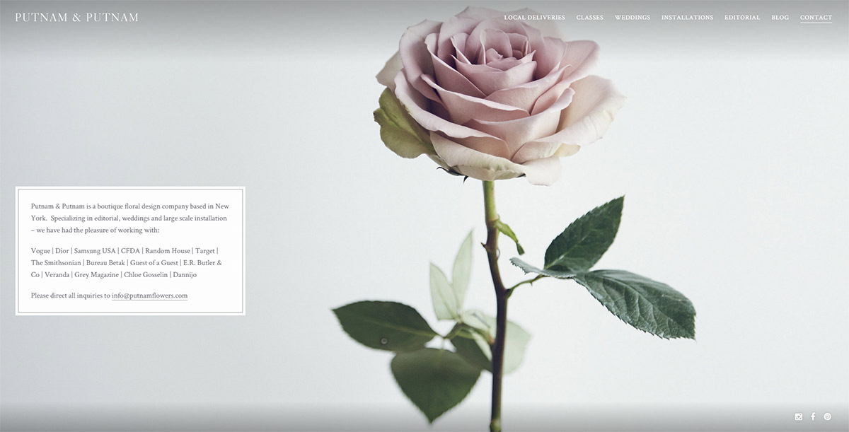 WordPress Putnam Flowers - About Page